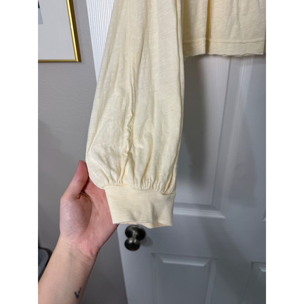 Pilcro Textured Babydoll Top Size M Cream Excellent Pintuck Cotton Long Sleeve - Picture 6 of 6